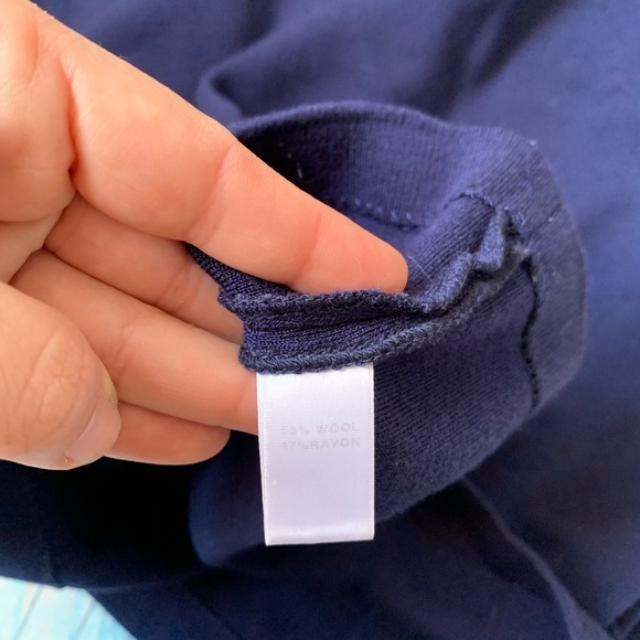 St. John short sleeve cowl neckline wool/rayon blouse - Picture 8 of 8